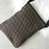 フェンディ ズッキーノ キャンバス ショルダーバッグ サコッシュ ブラウン - NEWSED