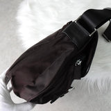 プラダ テスート / レザー ショルダーバッグ 三角プレート トライアングルロゴ ブラウン / ブラック - NEWSED