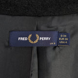 フレッドペリー ロゴ刺繍 起毛 ロングコート コクーンコート チェスターコート ブラック - NEWSED