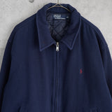 ポロバイラルフローレン ウールジャケット ブルゾン ロゴ 刺繍 キルティング裏地 ネイビー - NEWSED