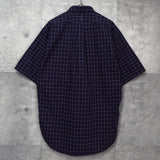 ポロ ラルフローレン ロゴ 刺繍 チェック柄 半袖シャツ ネイビー - NEWSED