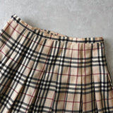 バーバリー ブルー レーベル ノバチェック プリーツ ウール ミニスカート ベージュ - NEWSED