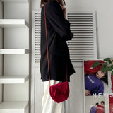 イヴ サンローラン リボン サテン ショルダーバッグ ポシェット レッド - NEWSED