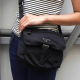 プラダ テスート ポコノ ナイロン トライアングルロゴ ショルダーバッグ ブラック - NEWSED