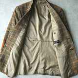 イヴ サンローラン ヴィンテージ チェック柄 エルボーパッチ シングル テーラードジャケット ベージュ - NEWSED