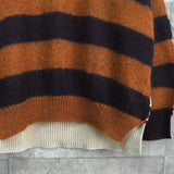 マルニ ドッキング 切り替え ボーダー柄 モヘア ニット キャメル / アイボリー - NEWSED