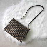 クリスチャンディオール トロッター キャンバス / レザー ショルダーバッグ ネイビー - NEWSED