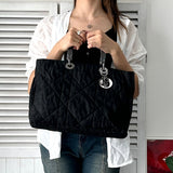 ディオール レディディオール カナージュ トロッター プラスチックハンドル トートバッグ ナイロンキャンバス /レザー ブラック 黒 - NEWSED