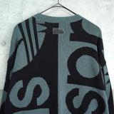 アディダス トレフォイル ビッグロゴ 総柄 ニット グレー / ブラック - NEWSED