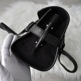 サルバトーレフェラガモ ガンチーニ ベロア調 キャンバス / レザー ハンドバッグ 肩掛け ブラック - NEWSED