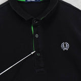 フレッドペリー ロゴ刺繍 半袖ポロシャツ ブラック × グリーン - NEWSED