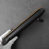 プラダ サフィアーノレザー 二つ折り長財布 ゴールド ブラック ギャランティーカード 箱付き - NEWSED