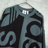 アディダス トレフォイル ビッグロゴ 総柄 ニット グレー / ブラック - NEWSED