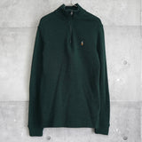 ポロ ラルフローレン ハーフジップ ニット ロゴ刺繍 ダークグリーン - NEWSED
