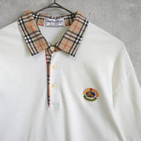 バーバリー ヴィンテージ ホースロゴ ノバチェック襟 半袖ポロシャツ ホワイト - NEWSED