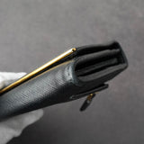 プラダ サフィアーノレザー 二つ折り長財布 ゴールド ブラック ギャランティーカード 箱付き - NEWSED