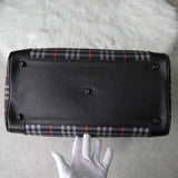 バーバリー ヴィンテージ ロゴ ノバチェック ナイロンキャンバス ボストンバッグ ネイビー - NEWSED