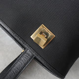 サルバトーレ フェラガモ ナイロンキャンバス レザー トートバッグ ハンドバッグ ブラック - NEWSED