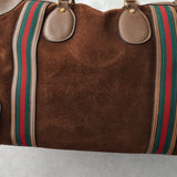 オールド グッチ シェリーライン スエード / レザー ボストンバッグ ビジネスバッグ ブラウン - NEWSED