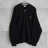 ラコステ ロゴパッチ ジップアップ ニットジャケット カーディガン ブラック - NEWSED