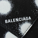 バレンシアガ ペーパーミニ レザー 三つ折り財布 コンパクトウォレット ブラック - NEWSED