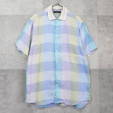 クリスチャン ディオール ヴィンテージ リネン チェック柄 半袖シャツ パステルカラー マルチカラー - NEWSED