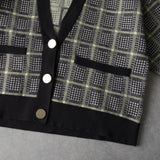 アルマーニ エクスチェンジ 千鳥格子柄 ニット セットアップ カーディガン ショートパンツ レディース グレー - NEWSED