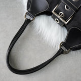 プラダ ポコノ テスート ナイロン レザー ワンショルダーバッグ 三角プレート トライアングルロゴ ブラック - NEWSED