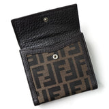 フェンディ ズッカ キャンバス / レザー 二つ折り財布 ブラウン - NEWSED