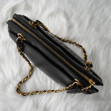 シャネル ロゴ キャビアスキン チェーン ショルダーバッグ ブラック - NEWSED