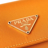 プラダ ナイロン 三つ折り財布 トライアングルロゴ オレンジ - NEWSED