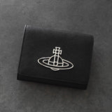 ヴィヴィアン ウエストウッド オーブロゴ レザー 三つ折り財布 ブラック - NEWSED