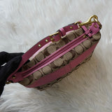 コーチ シグネチャー キャンバス ハンドバッグ ピンク ベージュ - NEWSED