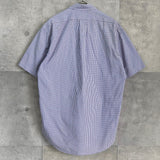 ラルフローレン ロゴ刺繍 チェック柄 半袖シャツ ブルー × ホワイト - NEWSED