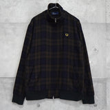フレッドペリー エルボーパッチ ウールジャケット トラックジャケット ブルゾン チェック柄 ダークブラウン - NEWSED