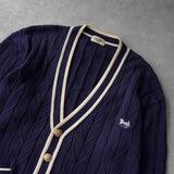 セリーヌ ヴィンテージ サルキー 馬車 刺繍 金ボタン カーディガン ネイビー/ホワイト - NEWSED