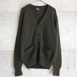 ポロ バイ ラルフローレン ウール カーディガン くるみボタン ロゴ刺繍 カーキ - NEWSED