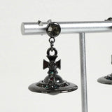 ヴィヴィアン ウエストウッド オーブ ラインストーン ピアス ガンメタル - NEWSED