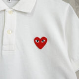 プレイ コム デ ギャルソン ハート 半袖ポロシャツ ホワイト - NEWSED