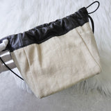 ジルサンダー ドローストリング キャンバス レザー 巾着型 ショルダーバッグ ポシェット アイボリー / ブラック - NEWSED