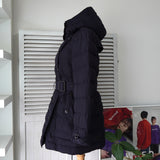 バーバリー ブリット ノバチェック裏地 ダウンジャケット コート フード取り外し可 ウエストベルト付き ネイビー - NEWSED