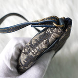 ディオール トロッター キャンバス / レザー サドルバッグ アクセサリーポーチ ハンドバッグ グレー / ネイビー - NEWSED