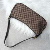 セリーヌ マカダム キャンバス / レザー ミニ ワンショルダーバッグ アクセサリーポーチ ブラウン - NEWSED