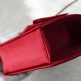 イヴ サンローラン リボン サテン ショルダーバッグ ポシェット レッド - NEWSED