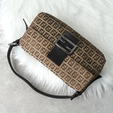 フェンディ マンマバケット ズッキーノ キャンバス / レザー ワンショルダーバッグ ベージュ / ブラウン - NEWSED