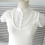 ソニア リキエル ドッキング ブラウス ニット 半袖トップス ホワイト レディース - NEWSED