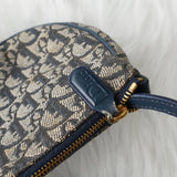 クリスチャン ディオール サドル キャンバス / レザー ハンドバッグ ワンショルダーバッグ ネイビー - NEWSED