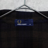フレッドペリー エルボーパッチ ウールジャケット トラックジャケット ブルゾン チェック柄 ダークブラウン - NEWSED