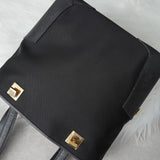 サルバトーレ フェラガモ ナイロンキャンバス レザー トートバッグ ハンドバッグ ブラック - NEWSED