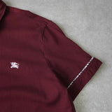 バーバリー ブラック レーベル ノバチェック柄 ホースロゴ 刺繍 半袖ポロシャツ ボルドー - NEWSED